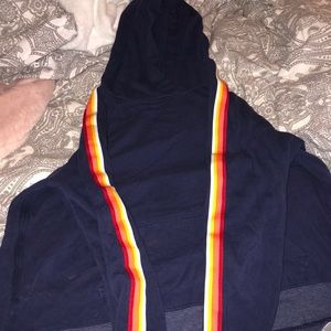 sweatshirt; white, yellow,orange,red down sleeves